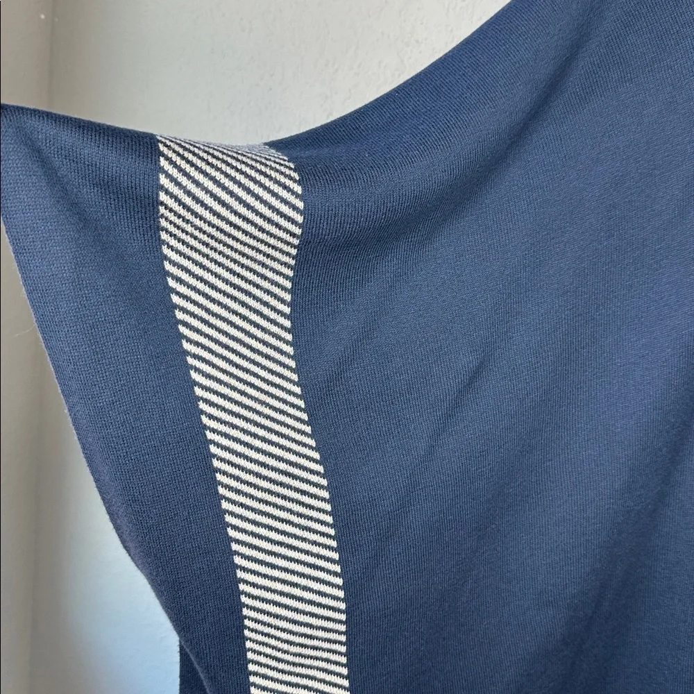 Women's Open Front Shawl Wrap One Size Warm Cape Ribbed Knit Poncho‎ Blue Cream